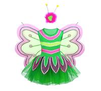 Alvivi Enfant Fille Déguisement Animal Petite Fée Papillon Princesse Halloween Carnaval Costume Cosplay Abeille Ailes Robe Danse Performance 3-14 Ans Vert 7-8 Ans