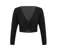Alvivi Enfant Fille Haut De Danse Ballet Coton Cache -Coeur Manches Longues Veste Extensible Dancewear Noir 6-10 Ans