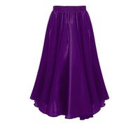 Alvivi Enfant Fille Jupe Danse du Ventre Jupe De Danse Espagnol Flamenco Tango Jupette Large Performance Costume Spectacle Festival Dansewear 4-12 Ans Violet 7-8 Ans