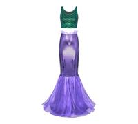 Alvivi Femme Ensemble Déguisement Sirène Haut Jupe Queue Sirène à Paillettes Soirée Cocktail Jeu De Rôle Costume Halloween Carnaval S-2XL