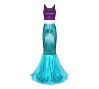 Alvivi Femme Ensemble Déguisement Sirène Haut Jupe Queue Sirène à Paillettes Soirée Cocktail Jeu De Rôle Costume Halloween Carnaval S-2XL