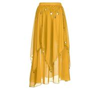 Alvivi Femme Jupe De Danse Orientale en Mousseline De Soie - Longue Tenue De Compétition et Performance - Taille Unique Jaune