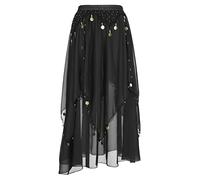 Alvivi Femme Jupe De Danse Orientale en Mousseline De Soie - Longue Tenue De Compétition et Performance Du Ventre - Taille Unique Noir