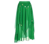 Alvivi Femme Jupe De Danse Orientale Jupe De Danse du Ventre en Mousseline De Soie Jupe Longue Tenue Compétition Jupe Performance Taille Unique Vert Fonce Taille Unique
