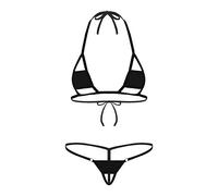 Alvivi Femme Maillot De Bain Femme 2 Pièces Lingerie Sexy Bikini Soutiens-Gorge Bandage Bra et String Slip Culotte Nuisette Costume de Natation Plage Underwear Noir Taille Unique