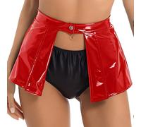 Alvivi Femme Mini Jupe Taille Haute en Similicuir Jupe Courte Sexy Vintage Jupe Crayon Moulante Jupe Wetlook Latex Mini-Jupe Tenue Party Clubwear S-4XL Rouge L