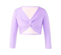 Alvivi Haut de Danse Classique Ballet Enfant Fille Boléro Cache-Coeur de Danse Ballerine Soirée Latine Bal Top Manches Longues Coton Cardigan 2-16 Ans Violet A 11-12 Ans