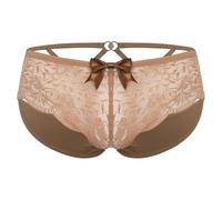 Alvivi Homme Sissy String Dentelle Transparent Culotte Slip Ouvert Entrejambe Tanga sous Vêtement Entrejambe Fermé Café XL