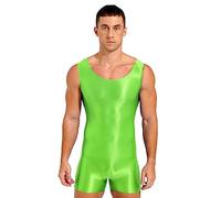 Alvivi Justaucorps De Lutte Extensible Maillot De Corps Sport Fitness Gym Body sans Manche Combinaison De Sport Yoga Maillot De Bain Sportswear Vert Fluorescent G XL