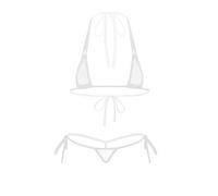 Alvivi Microkini Femme Sexy Bikini Transparent Bra Halter & String Ficelle Trois Points Tankini Maillot de Bain 2 Pièces Crochet à la Main Monokini Ensemble Lingerie Blanc Taille Unique
