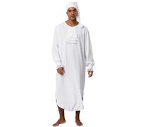 Alvivi Pyjama Homme Manches Longues Peignoir Robe De Nuit avec Bonnet Vêtement De Nuit S-3XL Ivoire XL