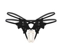 Alvivi sous Vêtement Femme String avec Perles Taille Basse Culotte Dentelle Transparent Slip Tanga Ouvert Lingerie M-XL Type A M