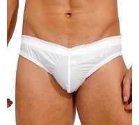 Alvivi String Homme Sexy Culotte en Cuir Verni Brillant Slip Tanga sous-vêtement Lingerie de Nuit Thong Briefs Wetlook Underwear M-4XL Ivoire C XXL