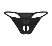 Alvivi String Ouvert Homme Lingiere G-String Ficelle Taille Basse Slip Tanga sous Vêtement S-3XL Noir 3XL