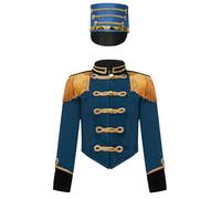 Alvivi Veste Déguisement Monsieur Loyal Enfant Fille Ensemble Costume Cirque Ringmaster Blazer Et Chapeau Costume Carnaval Halloween Paon 5-6 ans