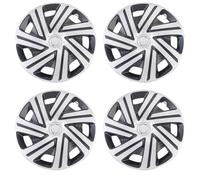 Alvorox- Lot de 4 enjoliveurs 15 Pouces, Noir et Argent Bicolore, Installation Rapide en Plastique ABS (Style E)