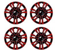 Alvorox Lot de 4 enjoliveurs de Voiture 15 Pouces - en Plastique ABS - Rouge Noir - Bicolore
