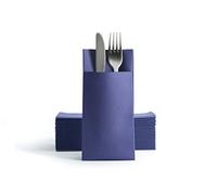 Alvotex Chic Airlaid Lot de 50 Serviettes à Couverts, jetables, Aspect Tissu, 39 x 40 cm, Bleu foncé