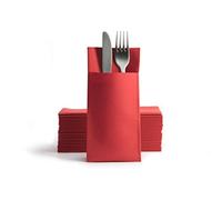 Alvotex Chic Airlaid Lot de 50 Serviettes à Couverts, jetables, Aspect Tissu, 39 x 40 cm, Rouge