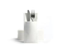 Alvotex Chic Airlaid Lot de 50 Serviettes à Couverts, jetables, Aspect Tissu, 39 x 40 cm, Blanches