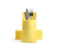 Alvotex Chic Airlaid Lot de 50 Serviettes à Couverts, jetables, Aspect Tissu, 39 x 40 cm, Jaune