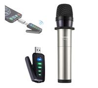 Alvoxcon Microphone sans fil UHF à condensateur pour Android, PC, ordinateur portable, PA, podcast, vlogging, YouTube, enregistrement vocal, jeux, pratique du chant (système avec récepteur USB)