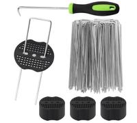 alwaiiz Erdanker Lot de 60 crochets de jardin en toile anti-mauvaises herbes de 2,5 mm de diamètre + 40 rondelles + crochets outils, piquets en forme de U pour fixation de toile de jardin