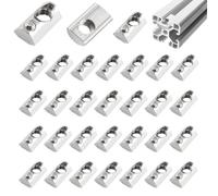 alwaiiz Lot de 50 écrous à rainure à bille 8, série 30 M8 en acier au carbone - Écrou coulissant en T avec barre de centrage pour fente d'extrusion de profilé en aluminium