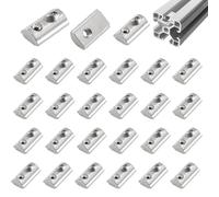 alwaiiz Lot de 50 pierres à rainure à bille 6, série 20 M3 en acier au carbone - Écrou coulissant en T avec barre de centrage pour fente d'extrusion de profilé en aluminium (2020 M3)