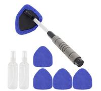 alwaiiz Nettoyage Pare Brise Kit avec 4 Tampons Microfibres et 2 Vaporisateurs de 100ml, Extensible Nettoyant Pare Brise Interieur, Convient pour le Nettoyage des Vitres, Bleu