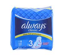 Always - Always Classic Night (taille 3) Serviettes hygiéniques avec ailettes - 8 unités (lot de 1)