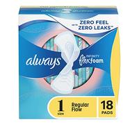 Always Infinity Lot de 18 serviettes hygiéniques féminines pour femme, taille 1, absorption régulière, avec ailes, avec Flexfoam, non parfumées, 18 pièces