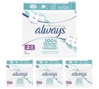 Always Cotton Protection Long Serviettes Avec Ailettes X9, Voile Supérieur 100% Coton Biologique (Lot de 4)