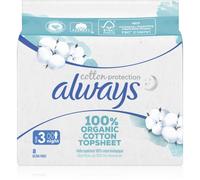 Always Cotton Protection Night Serviettes Avec Ailettes X8, Voile Supérieur 100% Coton Biologique