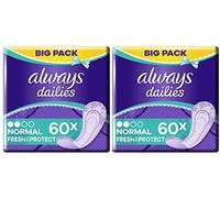 Always Dailies Fresh & Protect Protège-slips normaux, 60 par paquet (lot de 2)