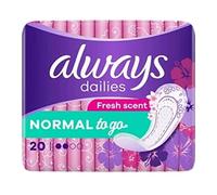 Always Dailies Normal To Go Fresh Lot de 20 protège-slips pour femme avec parfum frais, flexibles et confortables, respirants