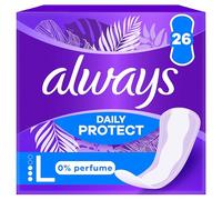 Always Dailies Protect Protège-Slips Long 26 Unités, 0% de parfum, Confortable Avec Cœur Absorbant