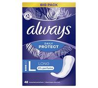 Always Dailies Protect Protège-Slips Long 48 Unités, 0% de parfum, Confortable Avec Cœur Absorbant