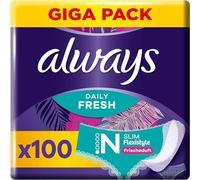 Always Dailies Slim Fresh Normal (100 serviettes hygiéniques), Giga Pack avec parfum frais, convient à toutes les formes de slip, respirantes, flexibles