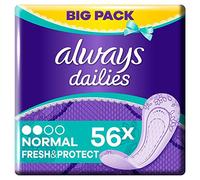 Always Dailies SlipBinden Damen Fresh & Protect Normal (56 Binden) Big Pack, Atmungsaktiv, Flexibel Und Komfortabel