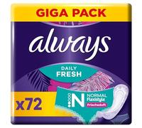 Always Daily Fresh Lot de 72 protège-slips pour femme Flexistyle Gigapack Parfum frais Convient à toutes les formes de culotte Respirantes et flexibles