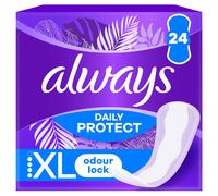 Always Daily Protect Extra Long Protège-Slips, 24 Unités, Technologie Odour Block, Confortable Avec Zones De Protection Latérales