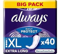 Always Daily Protect Lot de 40 protège-slips extra longs pour femme, neutralisant les odeurs, respirants et flexibles