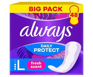 Always Daily Protect Protège-Slips Long 48 Unités, Avec un parfum frais, Confortable Avec Cœur Absorbant
