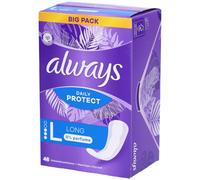 Always Protège-slips Long 0% de parfum, confortable avec cœur absorbant, 48 unités