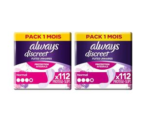 Always Discreet, 112 Protège-Slips Incontinence Femme, Normal, Protection Intégrale pour Fuites Urinaires Très Légères, Pack 1 Mois (Lot de 2)