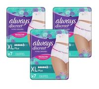Always Discreet 21 Culottes Pour Fuites Urinaires Plus - Taille Xl - Lot De 3 X 7