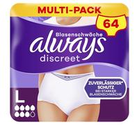 Always Discreet, 32 Culottes Incontinence Femme, Plus 6 Gouttes, Sous-Vêtements Taille L, Blanc, Protection Très Absorbante pour Fuites Urinaires Importantes ou post accouchement, Pack 1 Mois