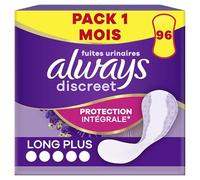 Always Discreet, 96 Protège-Slips Incontinence Femme, Long Plus, Protection Intégrale pour Fuites Urinaires Très Légères, Pack 1 Mois