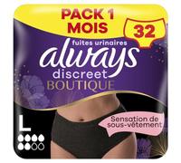 Always Discreet Boutique Culottes Pour Fuites Urinaires, Couleur Noire Plus, Taille L, x32 Culottes, Une Sensation De Vrai Sous-Vêtement, Super Absorbantes, Design Qui Épouse Les Formes Du Corps